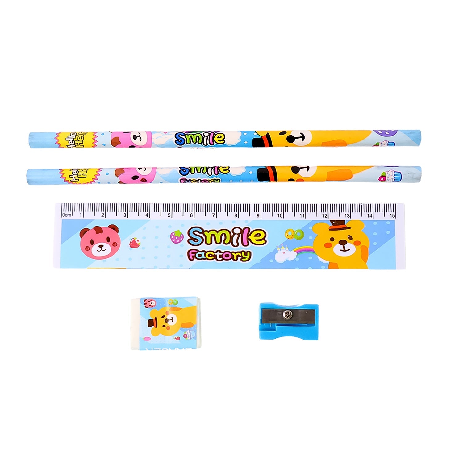 Wooden crayon eraser & compass box for children