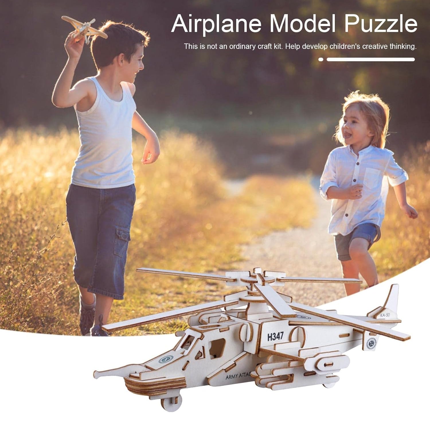 3D Wooden Aircraft Puzzle DIY Assembly Kit (Mix Design â€“ 1 Set)