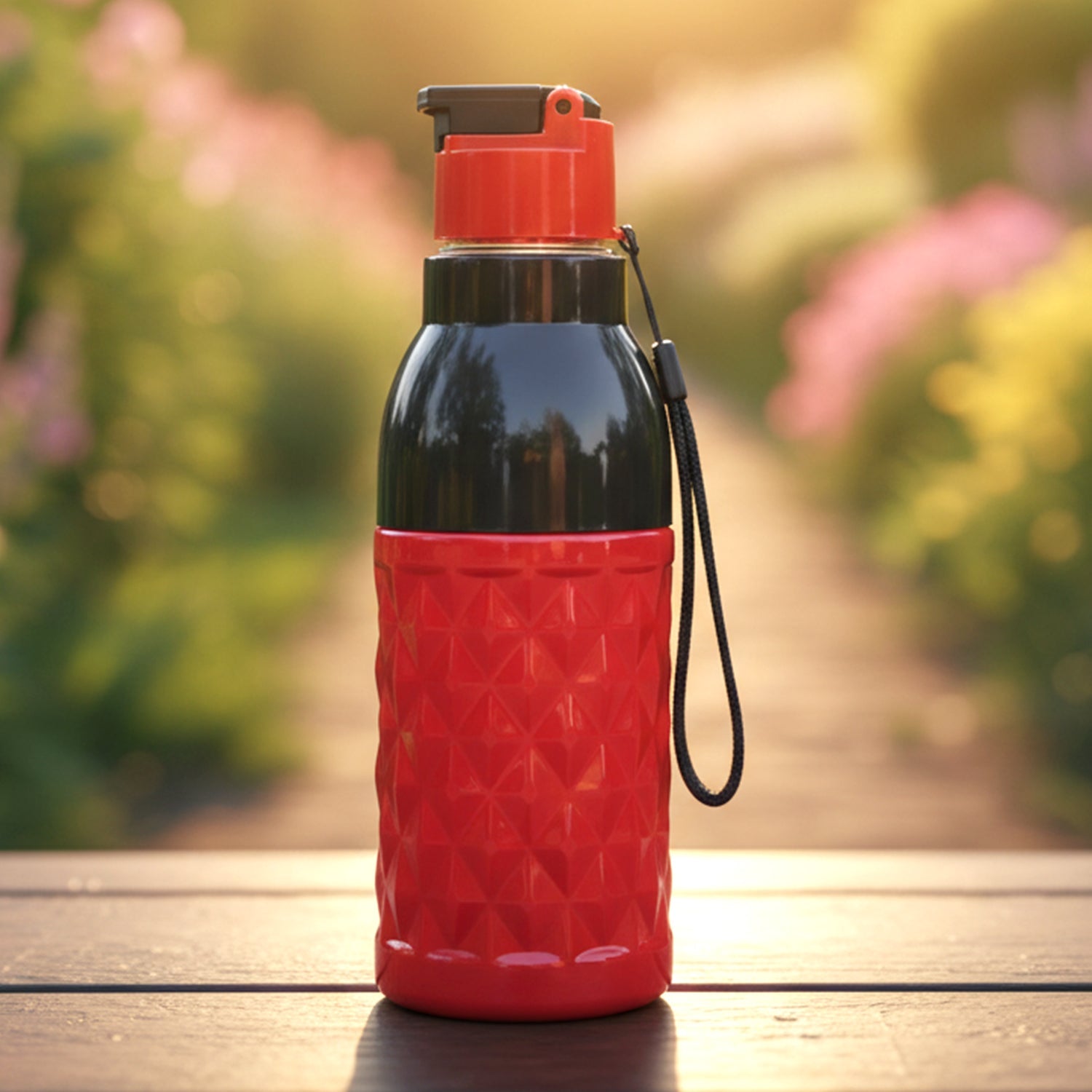 Close up of sports water bottle flip lid