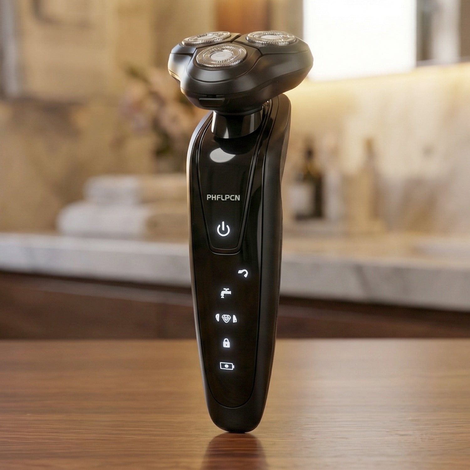 Electric beard trimmer with ergonomic grip