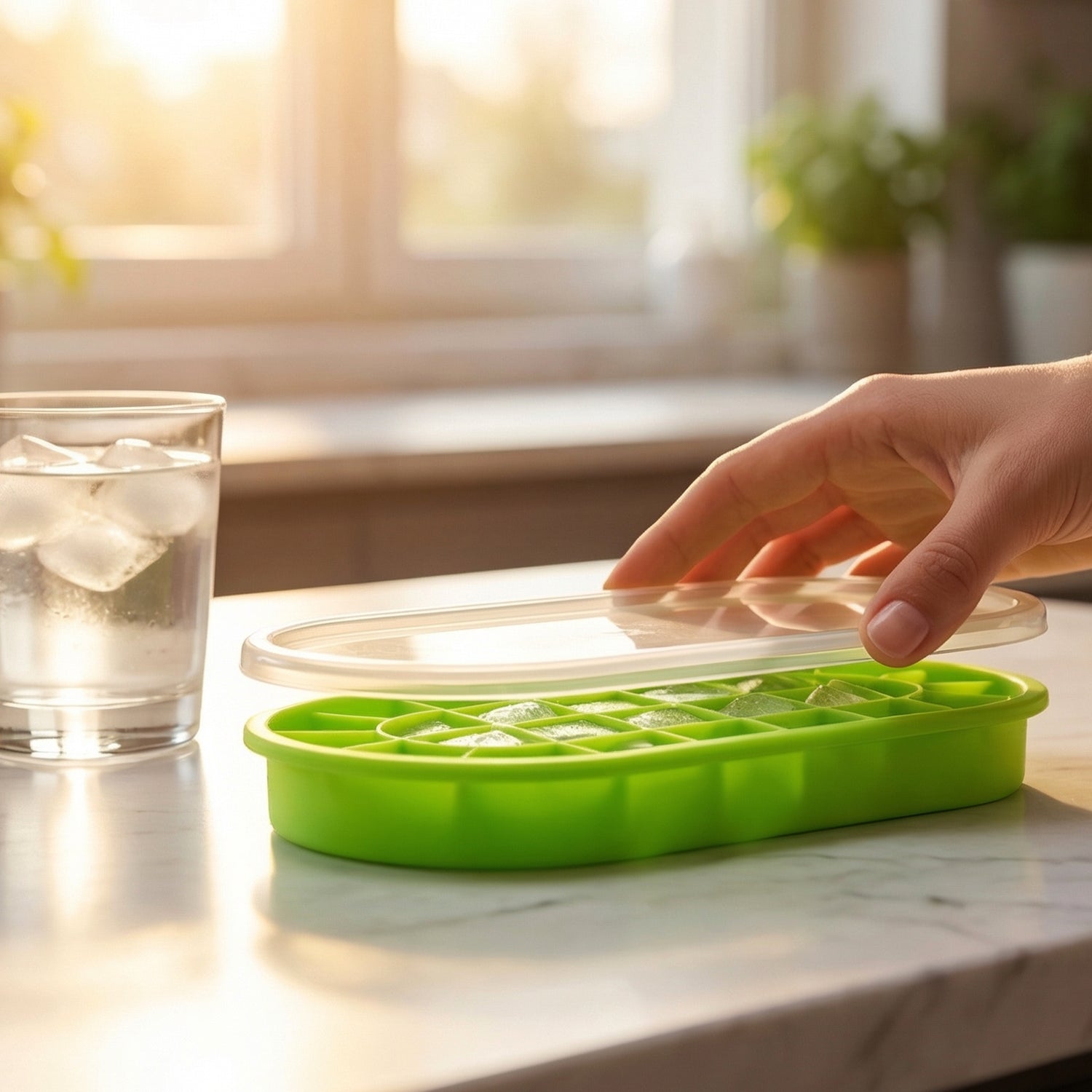 Oval silicone ice cube maker tray for drinks