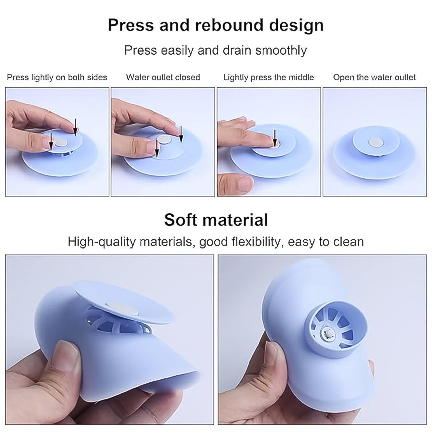 Blue silicone sink cover stopper without packaging
