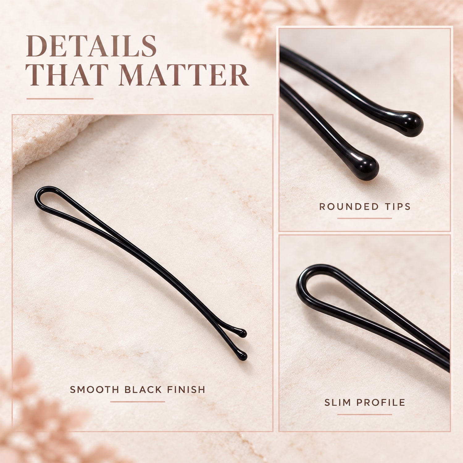 Bobby hair pins white bg
