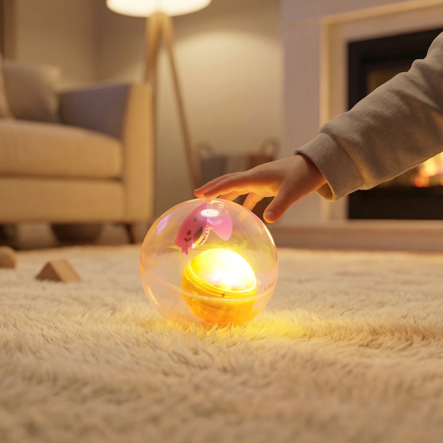 Bouncy ball for kids with impact activated lights