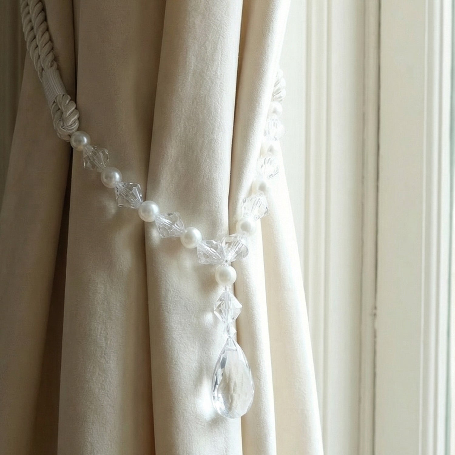 Luxury Crystal and Pearl Beaded Curtain Tieback (1 Pc)