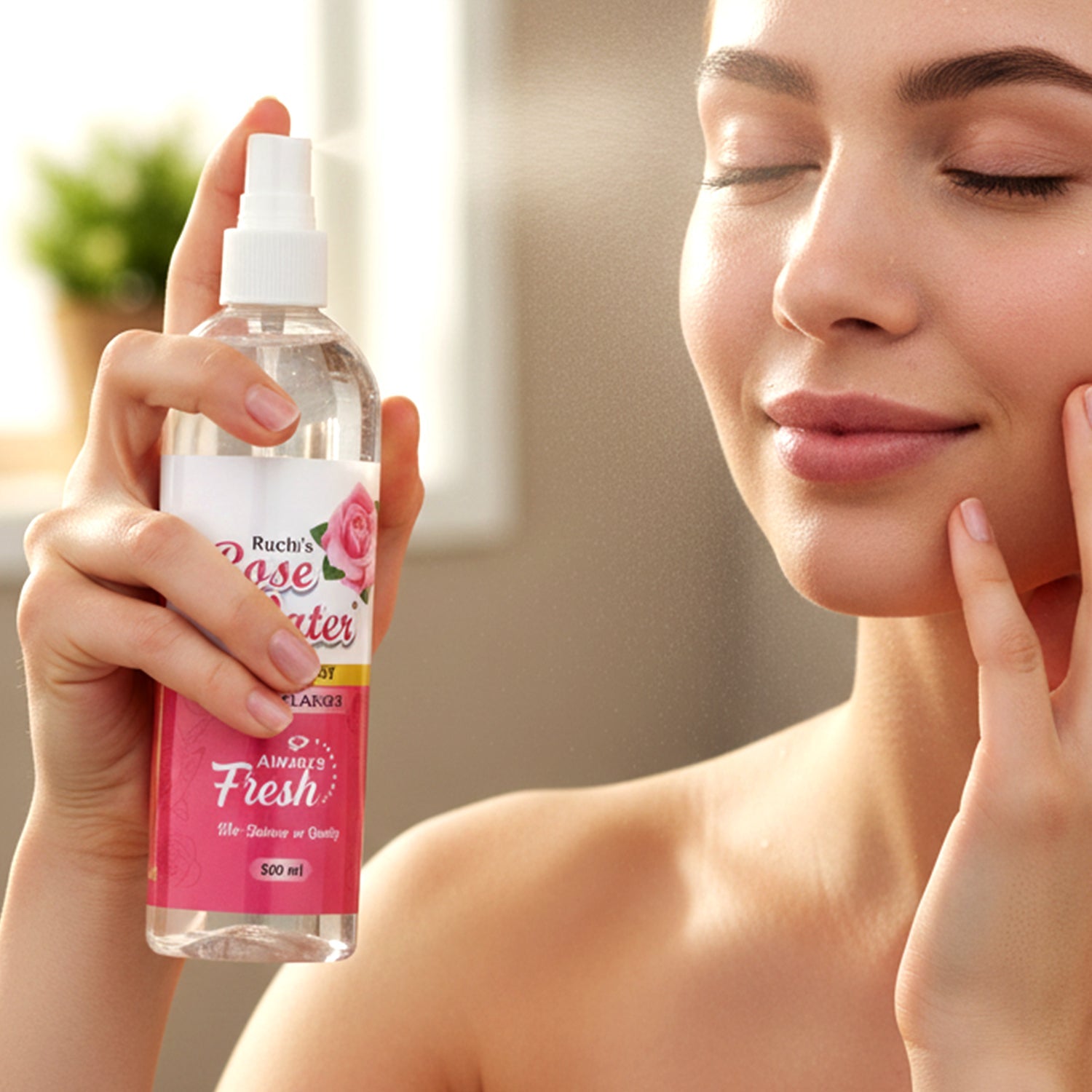 Rose Water Face Cleanser Spray Bottle (1 Pc, 500 ML)