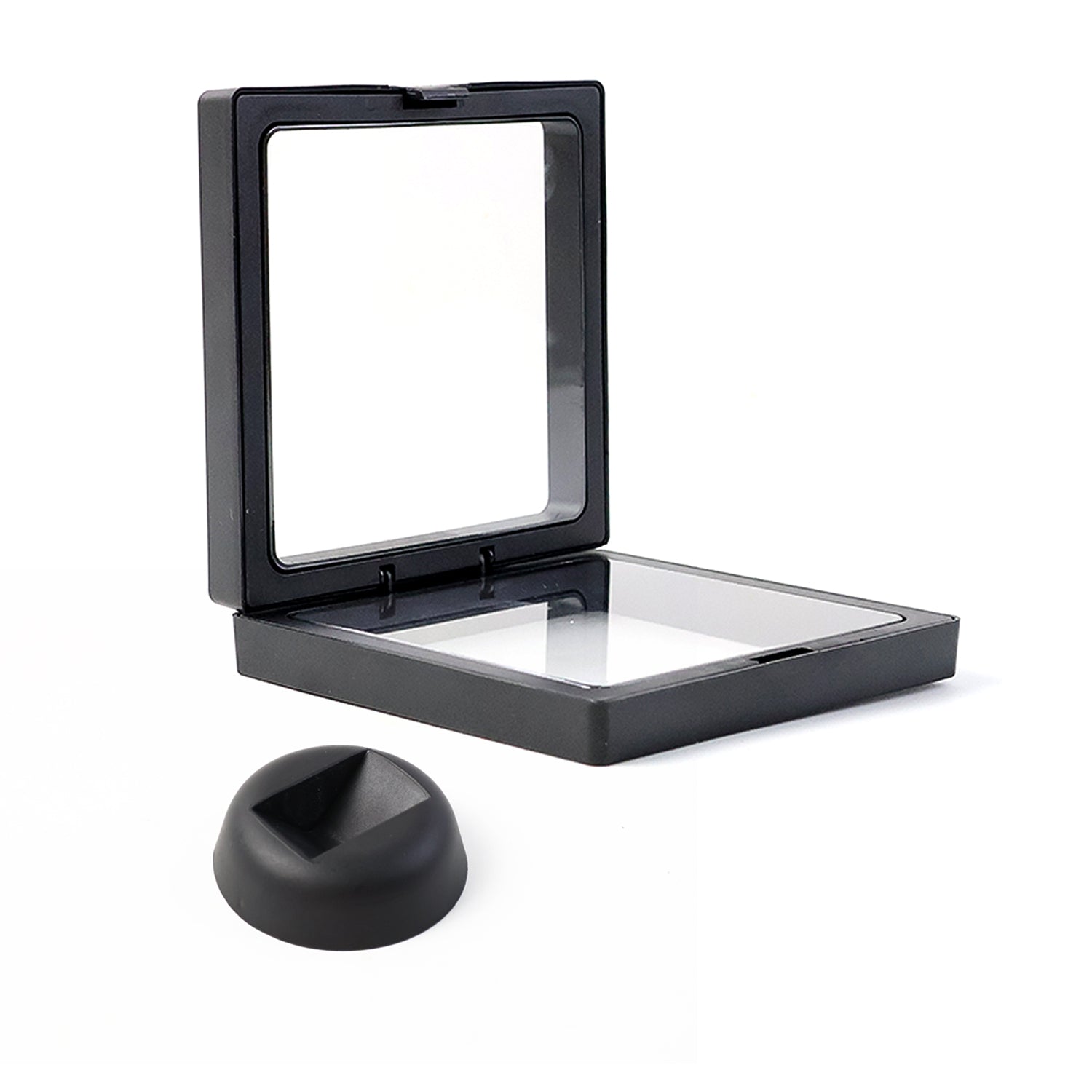 Detachable base of transparent jewellery display box for vertical display