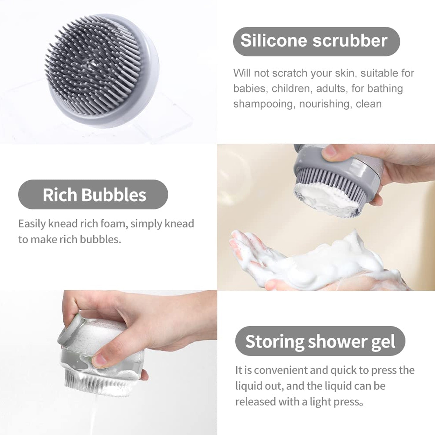 Silicone scalp brush for hair washing and scalp massage