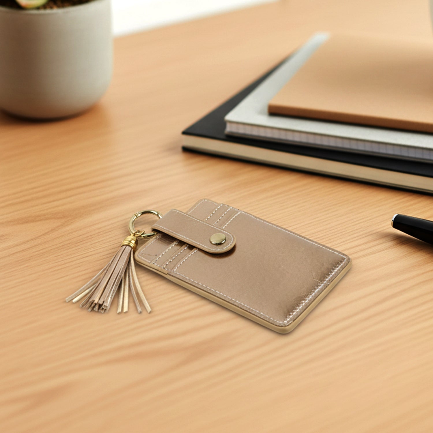 PU Leather Card Holder with Transparent ID Window