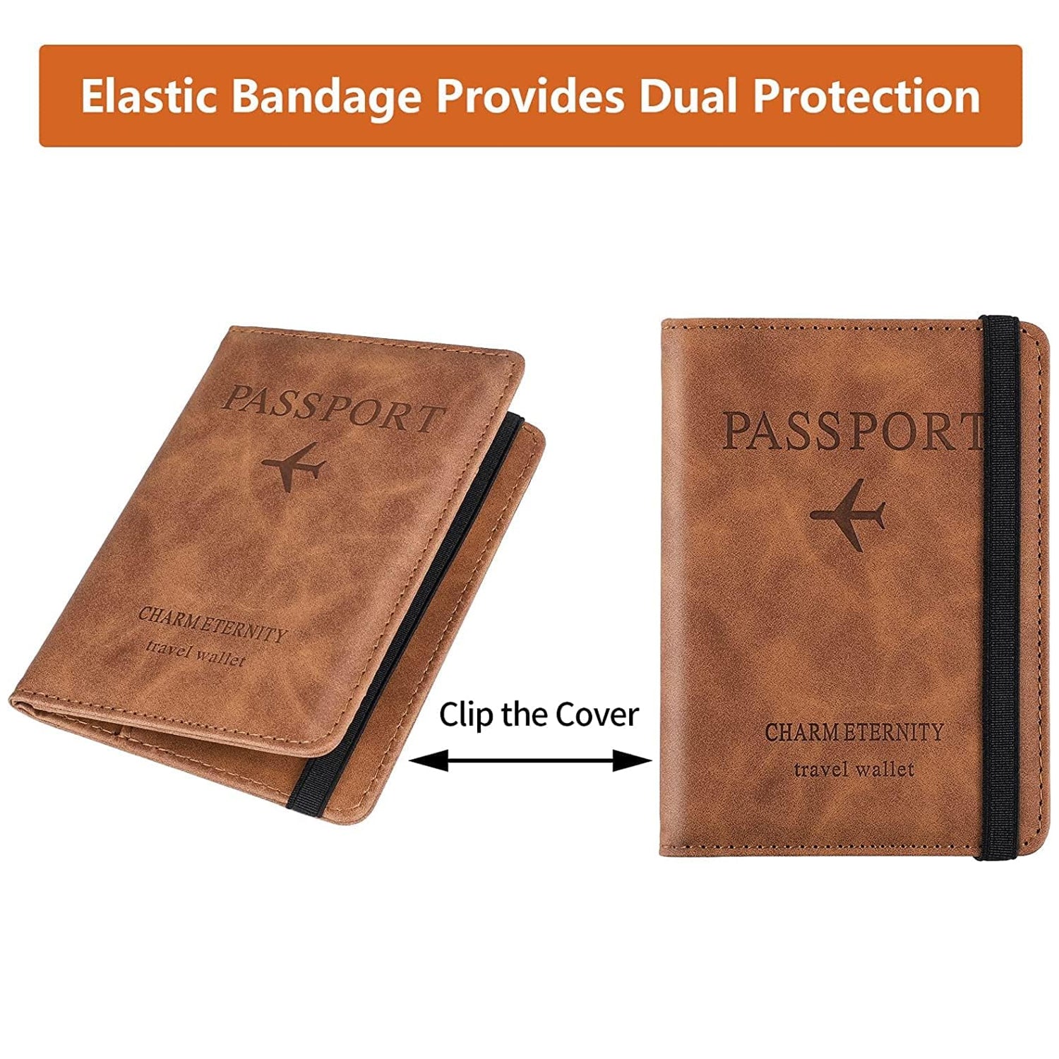 Passport Holder Cover PU Leather Travel Wallet case (1 Pc / 15Ã—11 Cm)