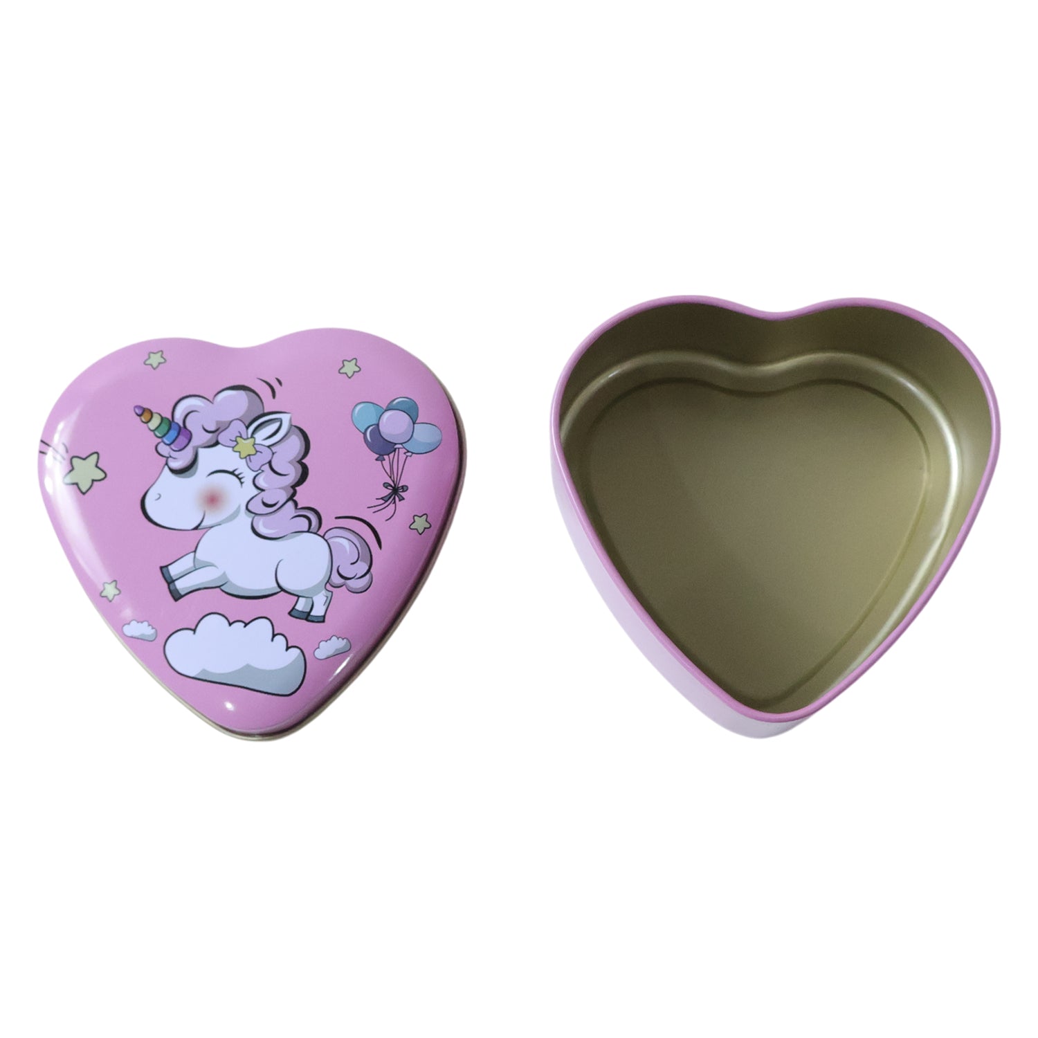 Compact heart shaped storage tin box
