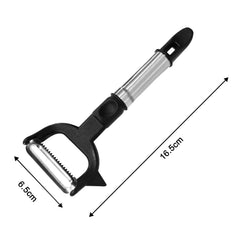 Peeler with ergonomic handle and dual blades