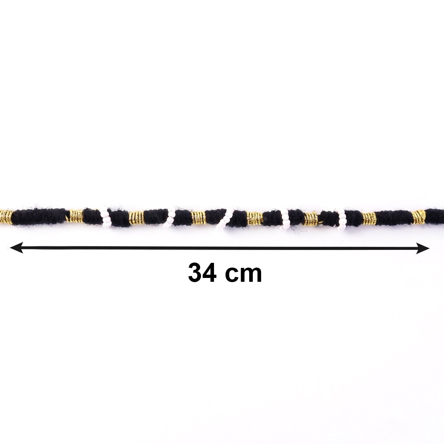 Handmade Black Bracelet Rakhi with White Beads (1 Pc)