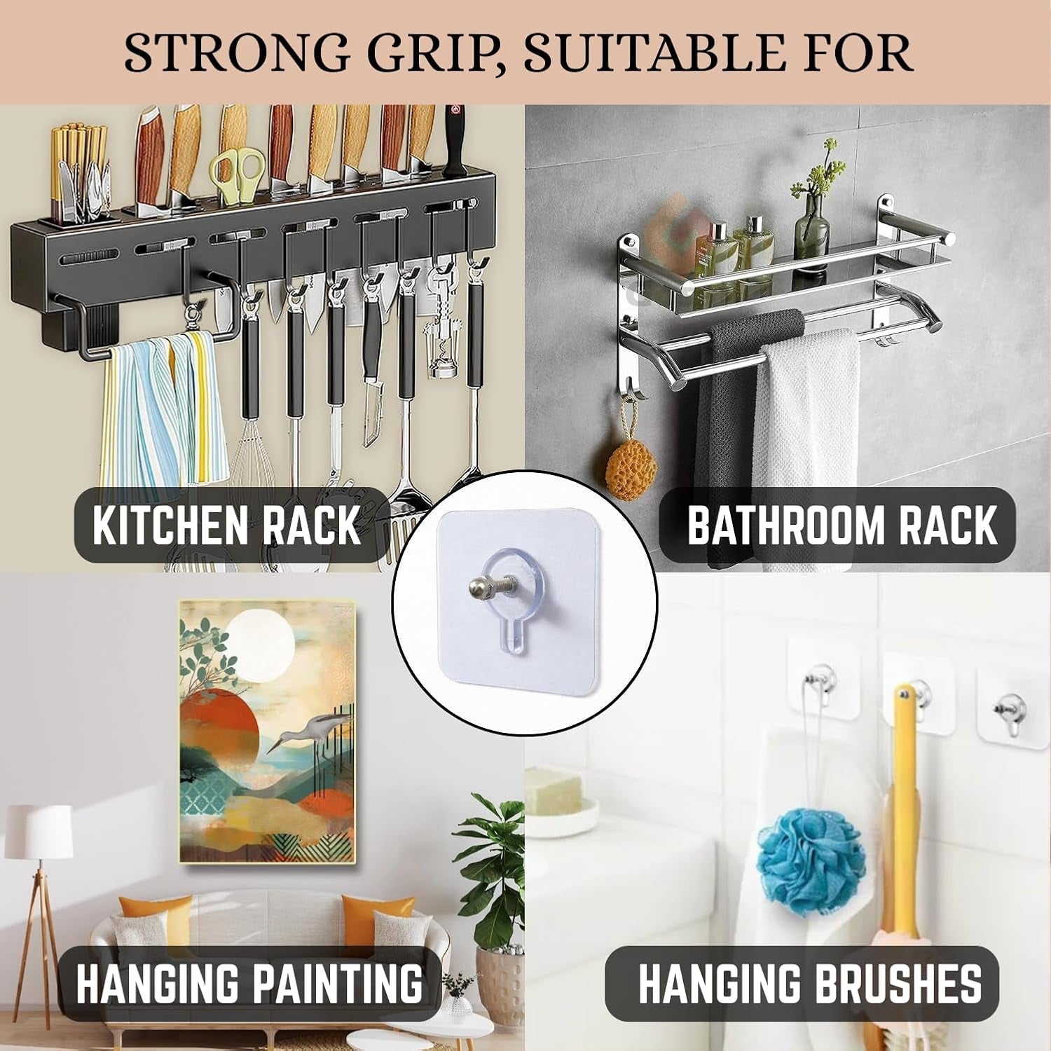 Transparent Self Adhesive Wall Hook Set (12 Pc)
