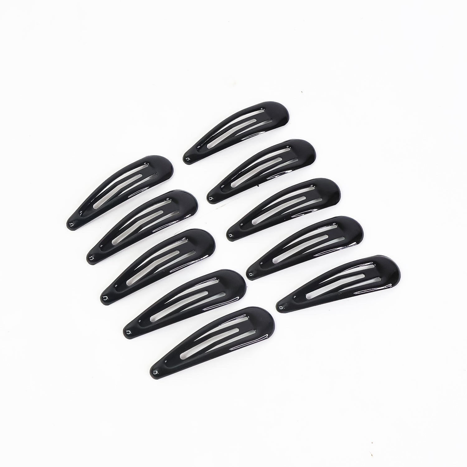 Set of 10 metal hair clips with snap-lock design