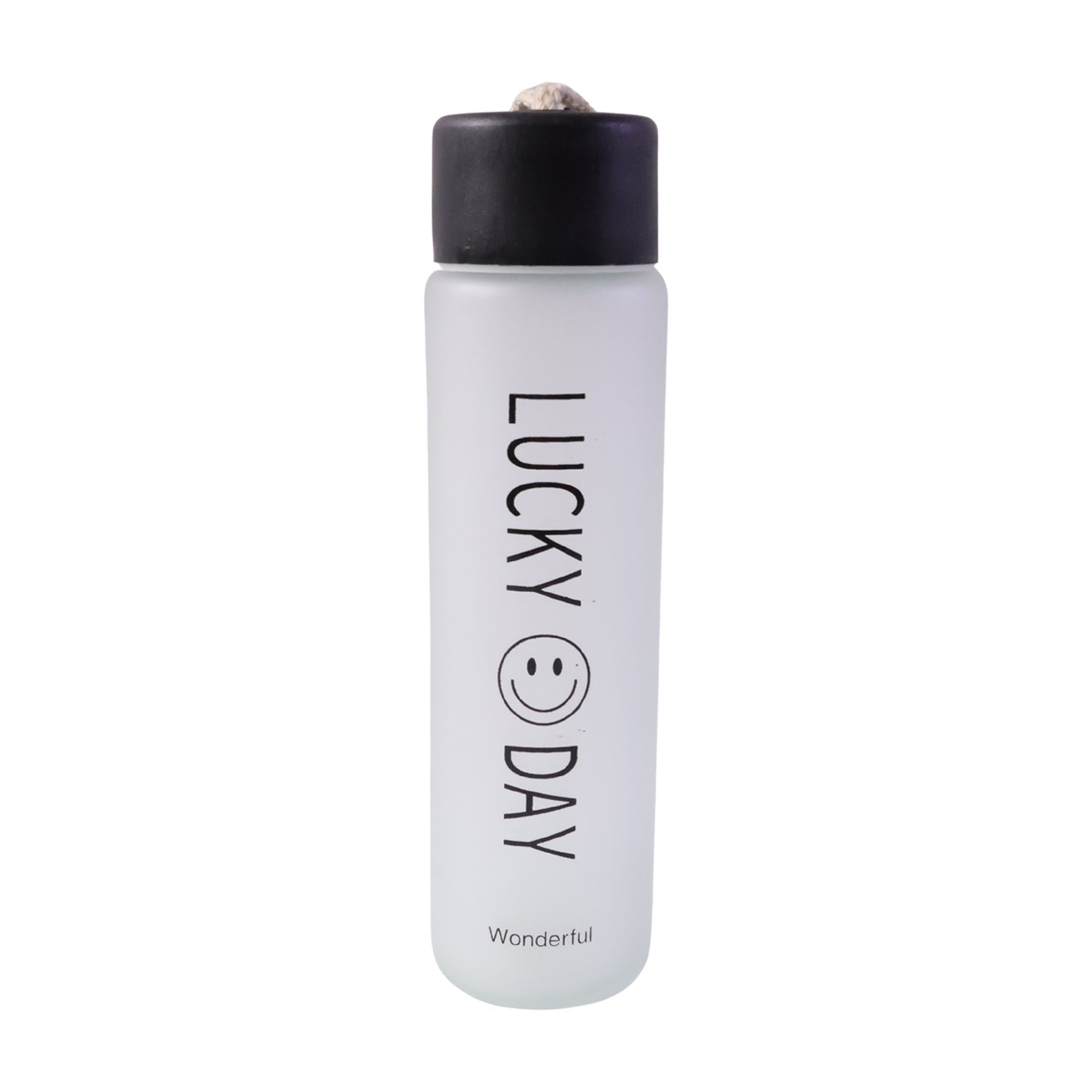 Premium Frosted Glass Water Bottle with Leak Proof Lid (350 ML)