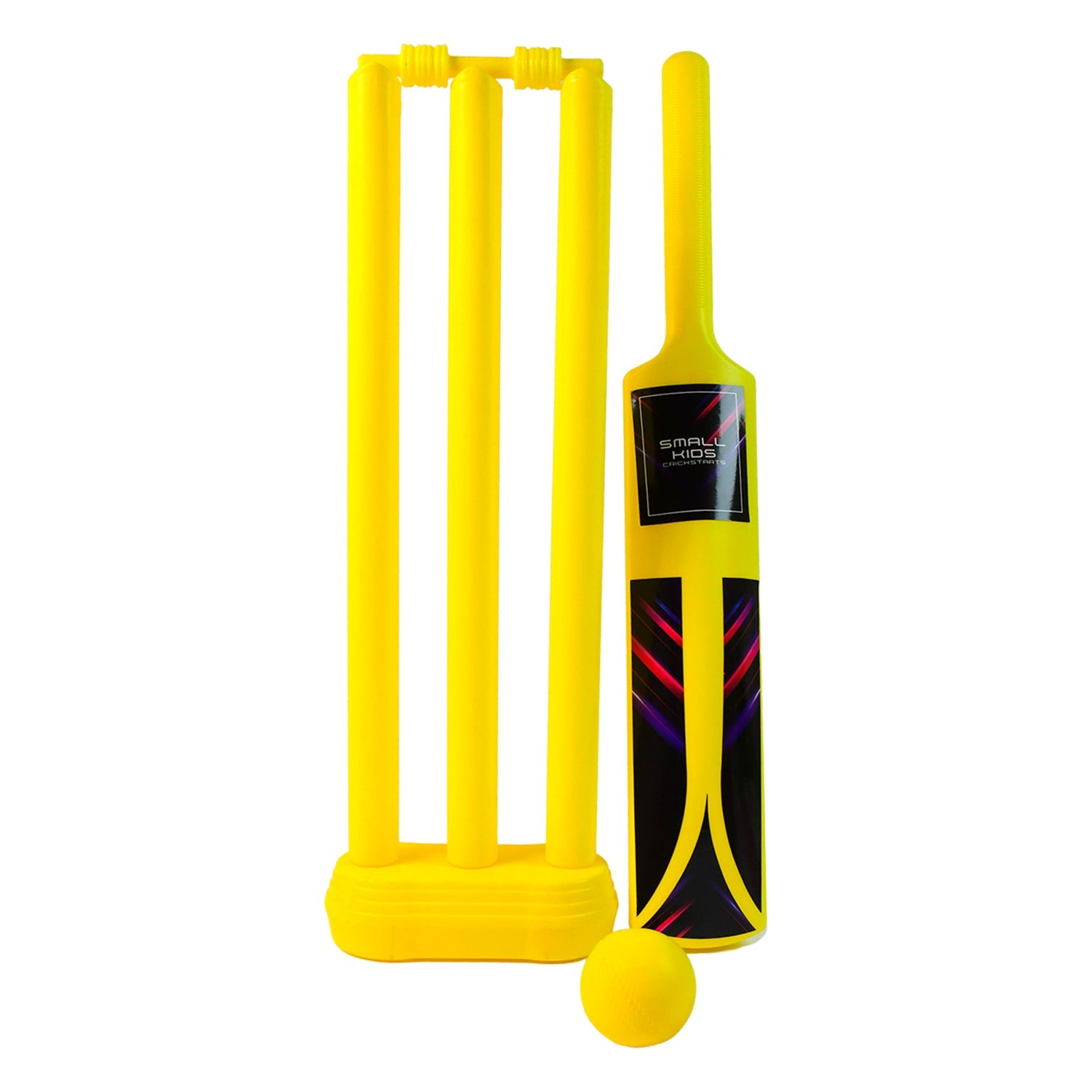 Small Cricket Kit for Boys & Girls, Cricket Set with 1 Cricket Bat, 1 Plastic Ball, Bails, 3 Stumps with Stand Base