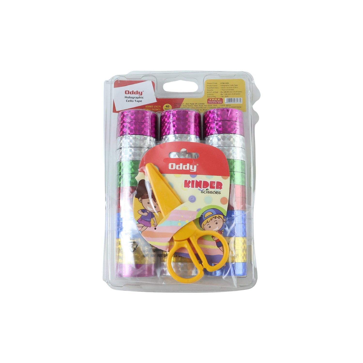 Holographic Decorative Tape Set with Scissors (1 Set, 39 Roll)