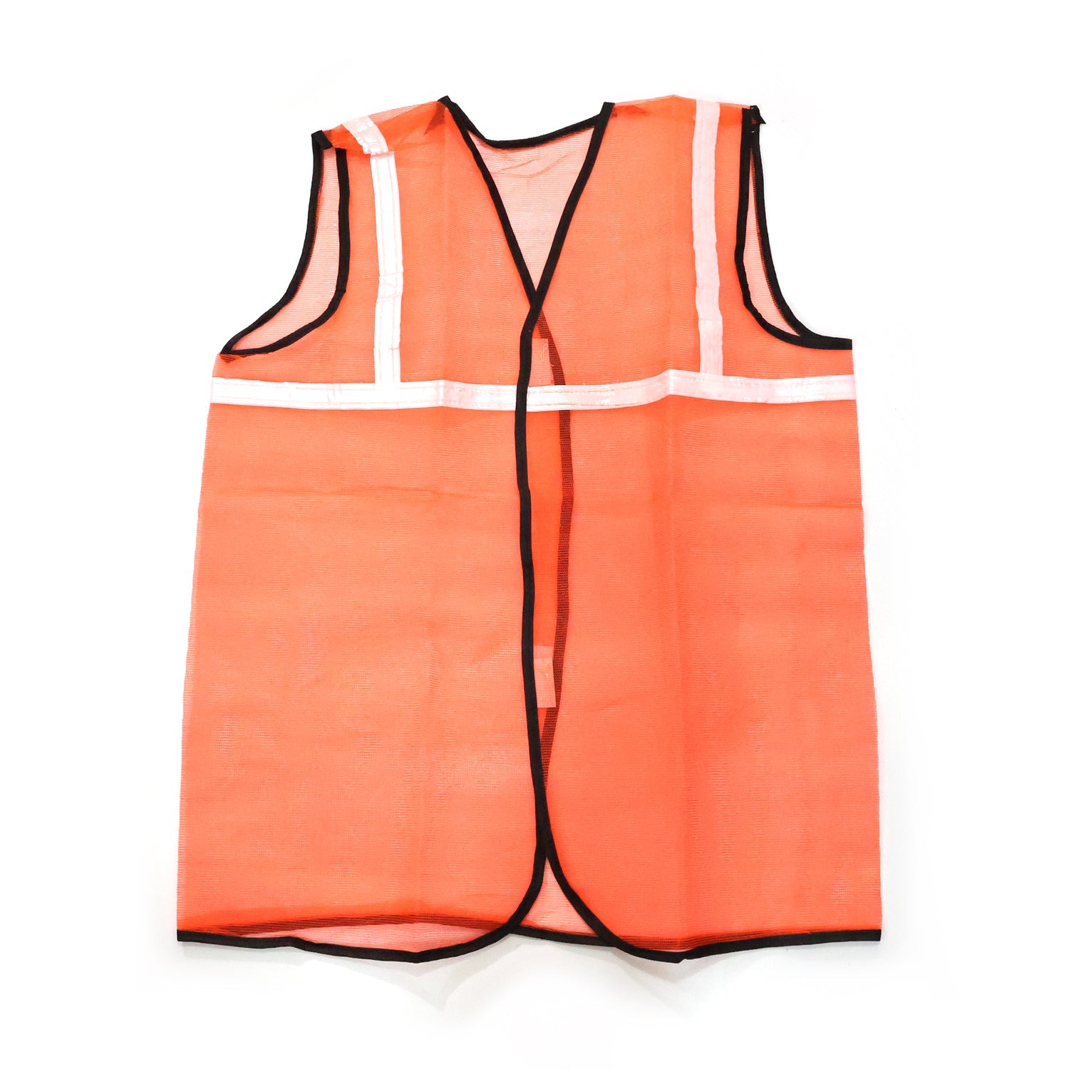 Orange safety reflective jacket close-up of material
