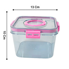 Various food containers stacked neatly