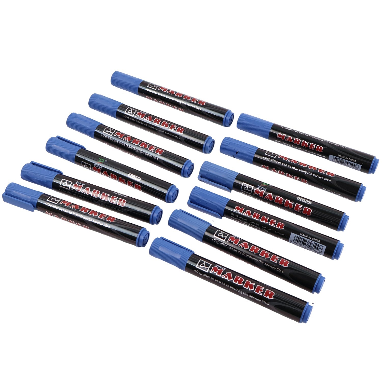 Blue permanent marker set with 12 pens