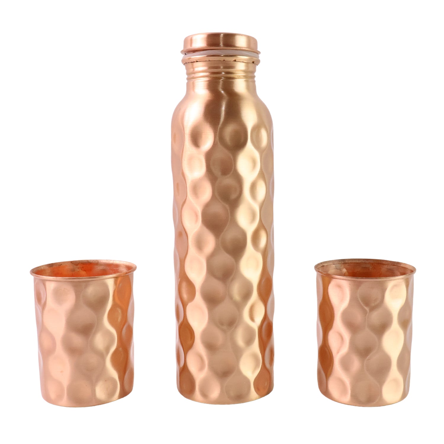Close-up of Diamond Cut Copper Bottle Texture