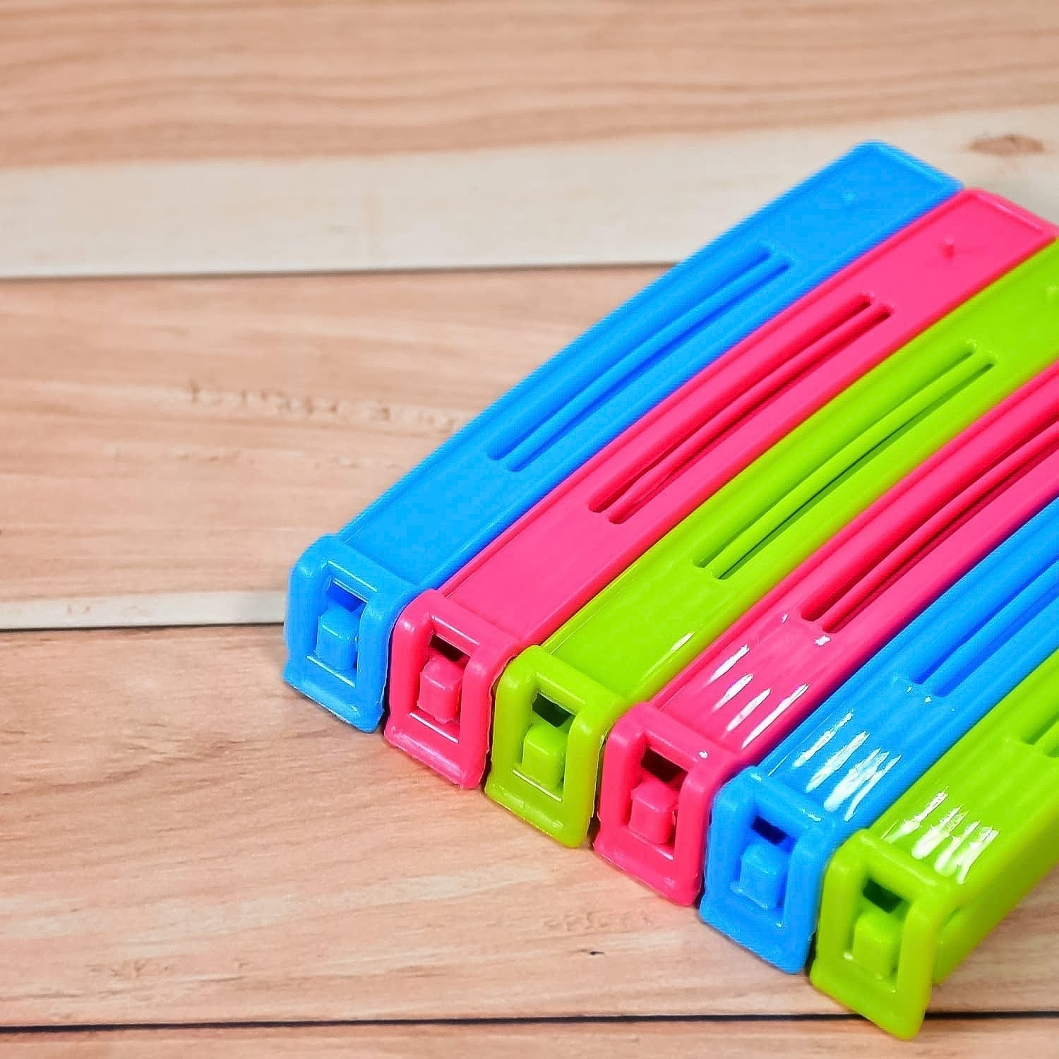 Assorted pouch sealer clips in bright colors