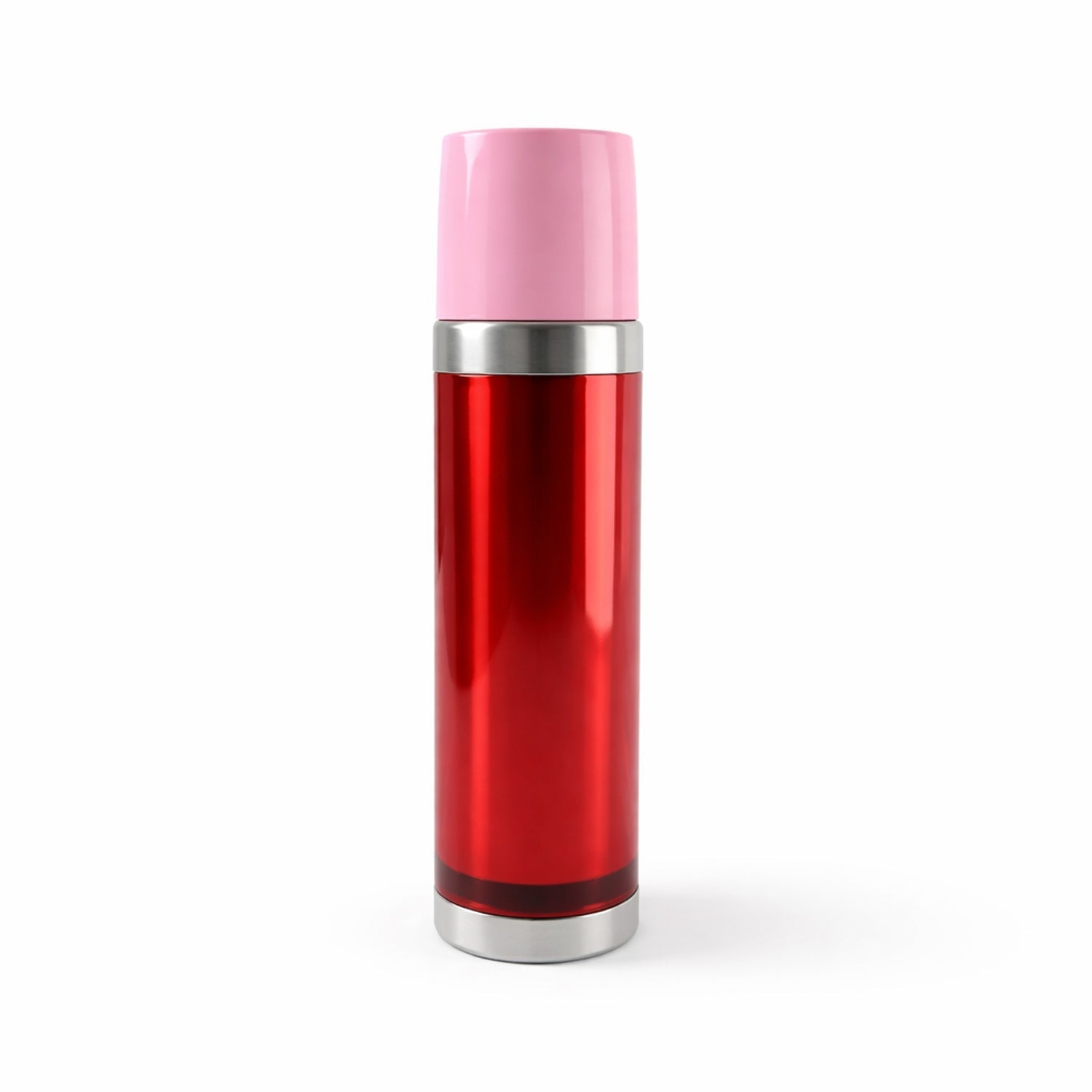 Angled view of compact 500ml stainless steel vacuum insulated flask bottle