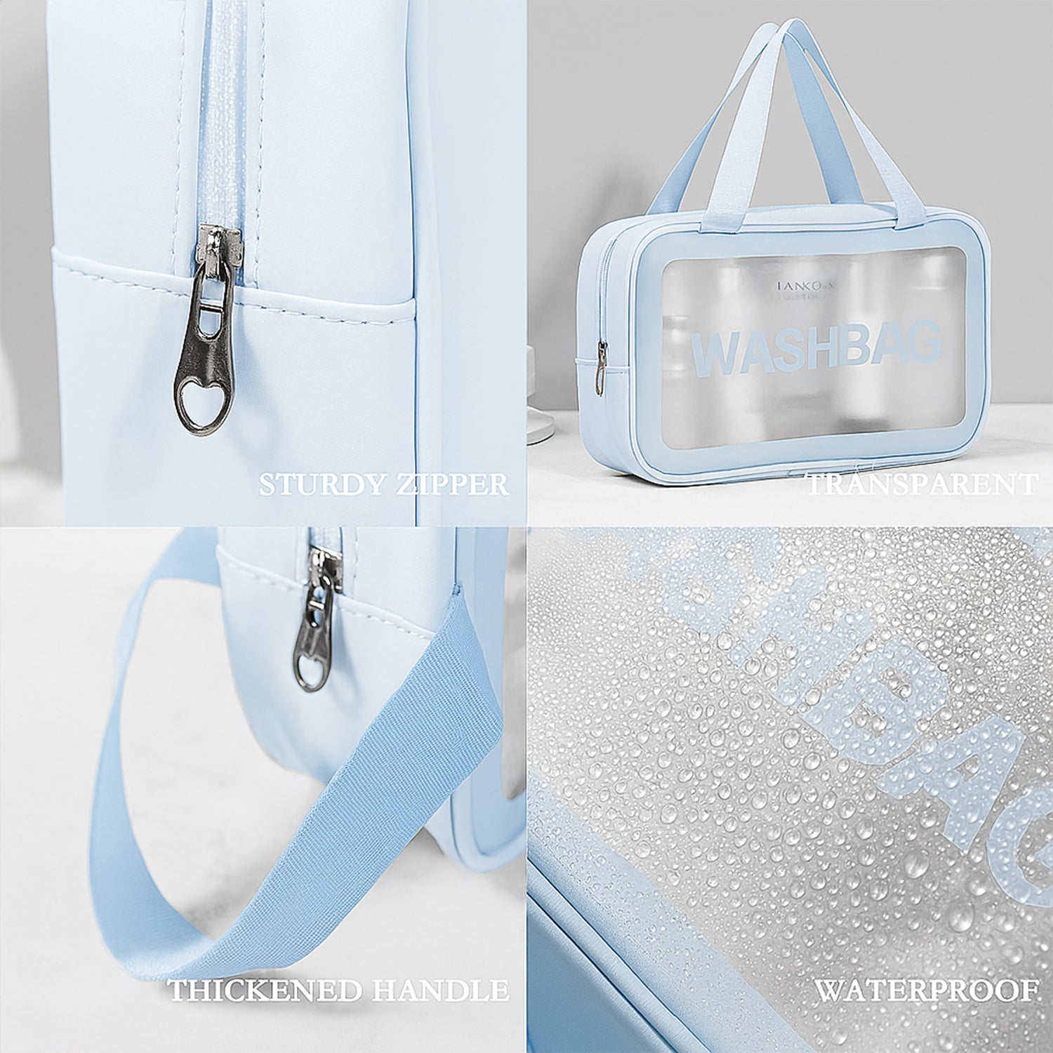 Clear PVC Travel Pouch Set showing material detail