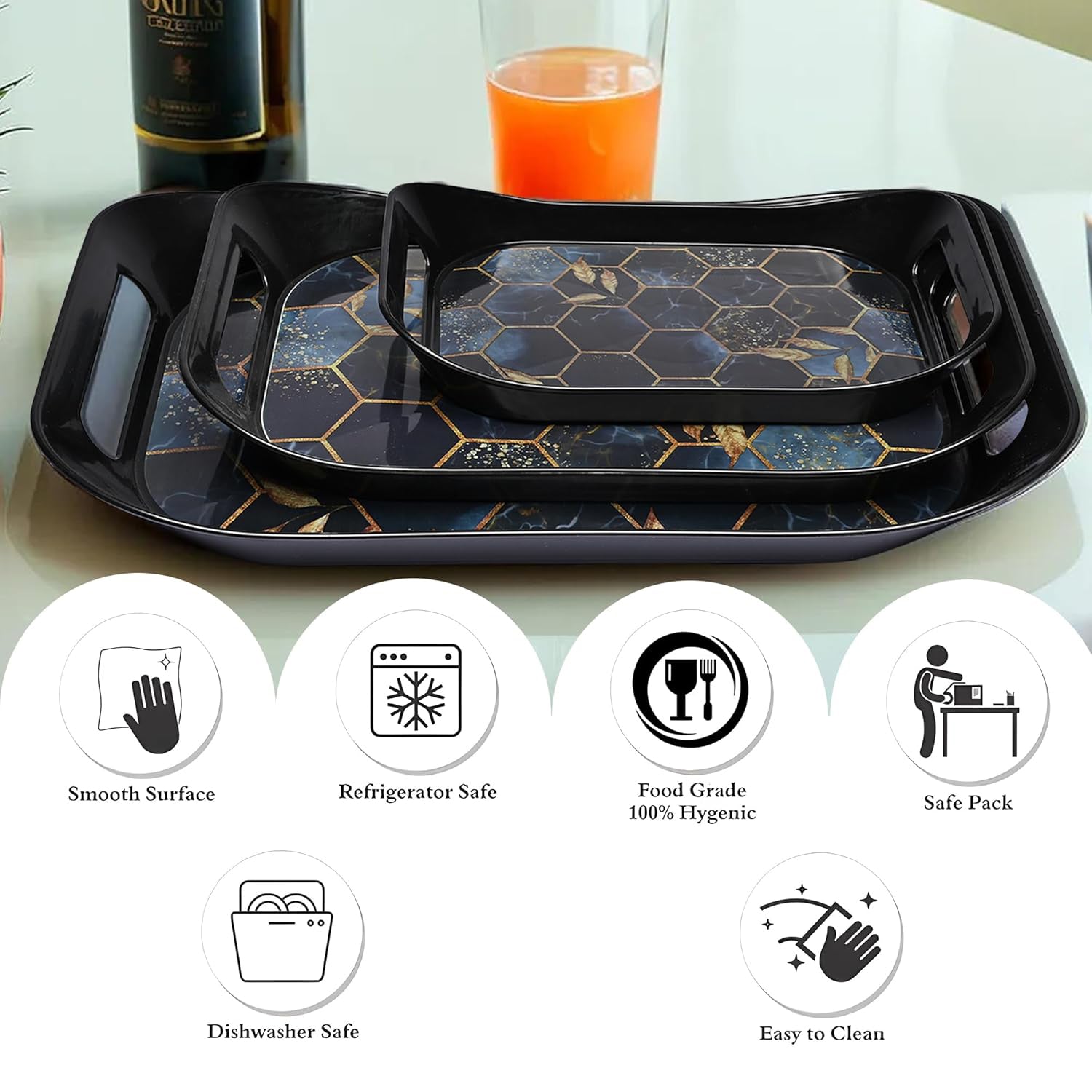 Close-up of plastic serving tray texture and handles
