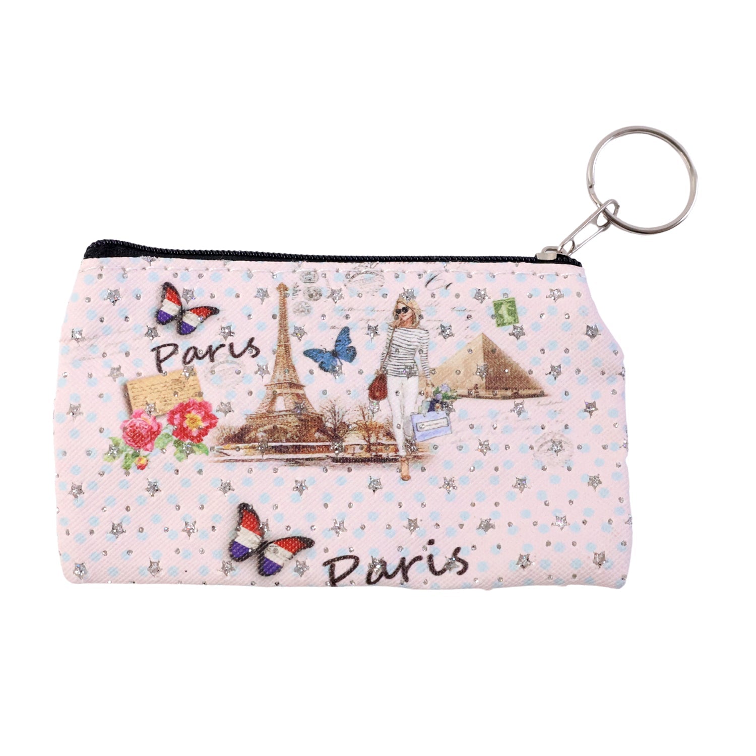Small Paris Print Zipper Coin & Stationery Pouch (1 Pc)