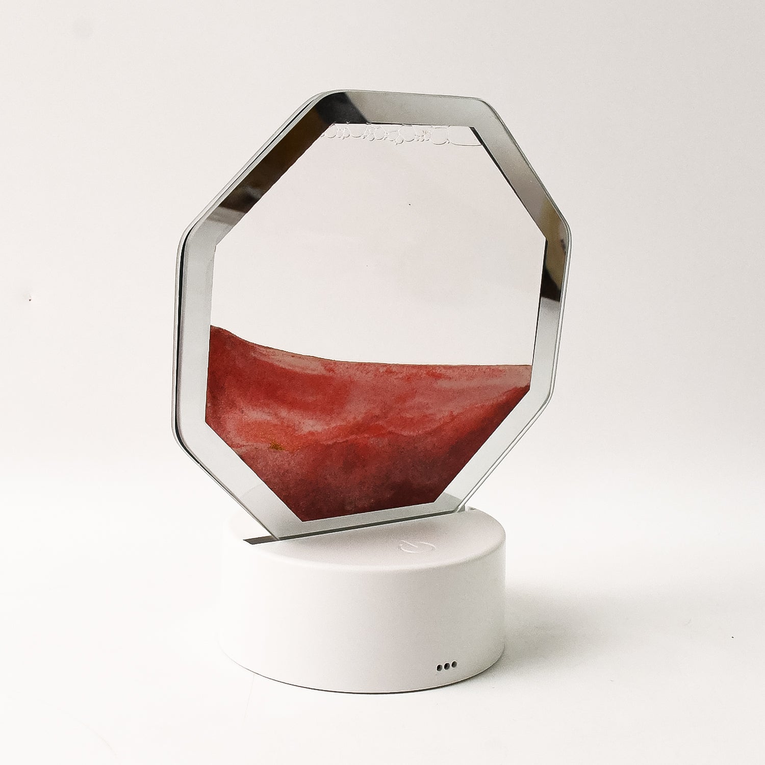 Octagonal frame of the LED Moving Sand Art Lamp from a side view