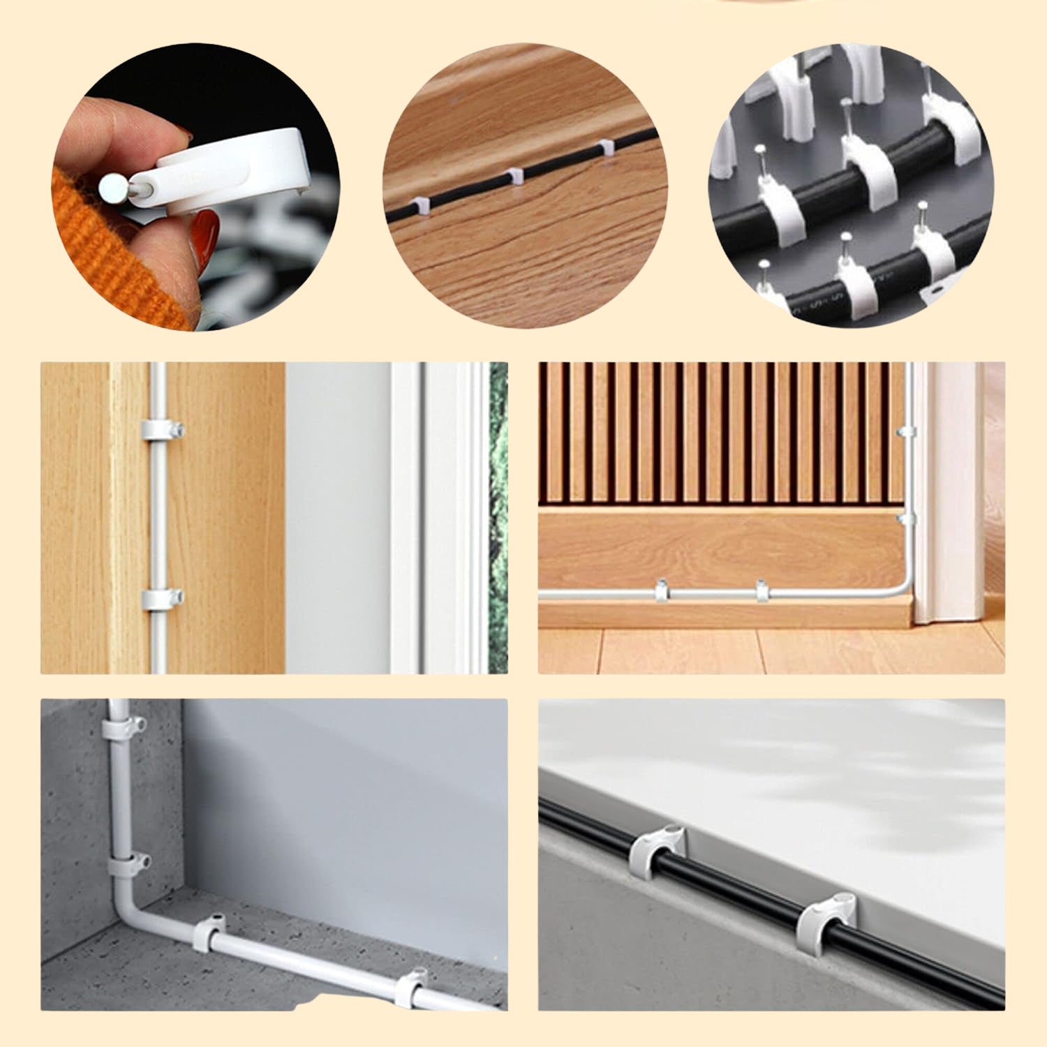 Plastic Cable Clips with steel nails for cable management