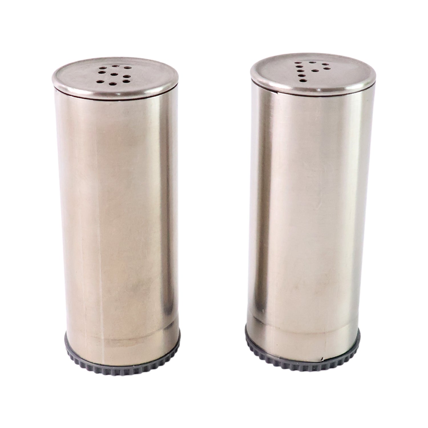 Tabletop with stainless steel salt and pepper shakers