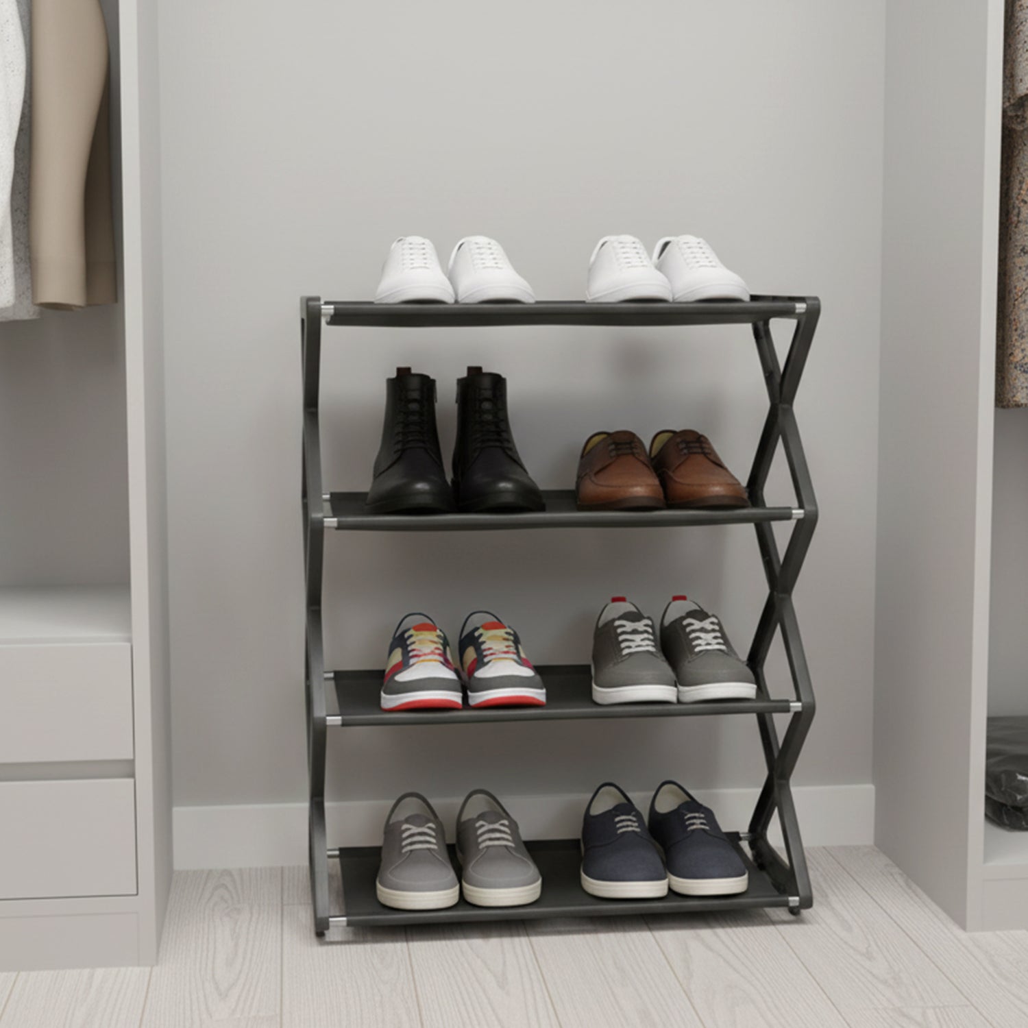 4 Layer Foldable Shoe Rack Organizer (1 Pc)