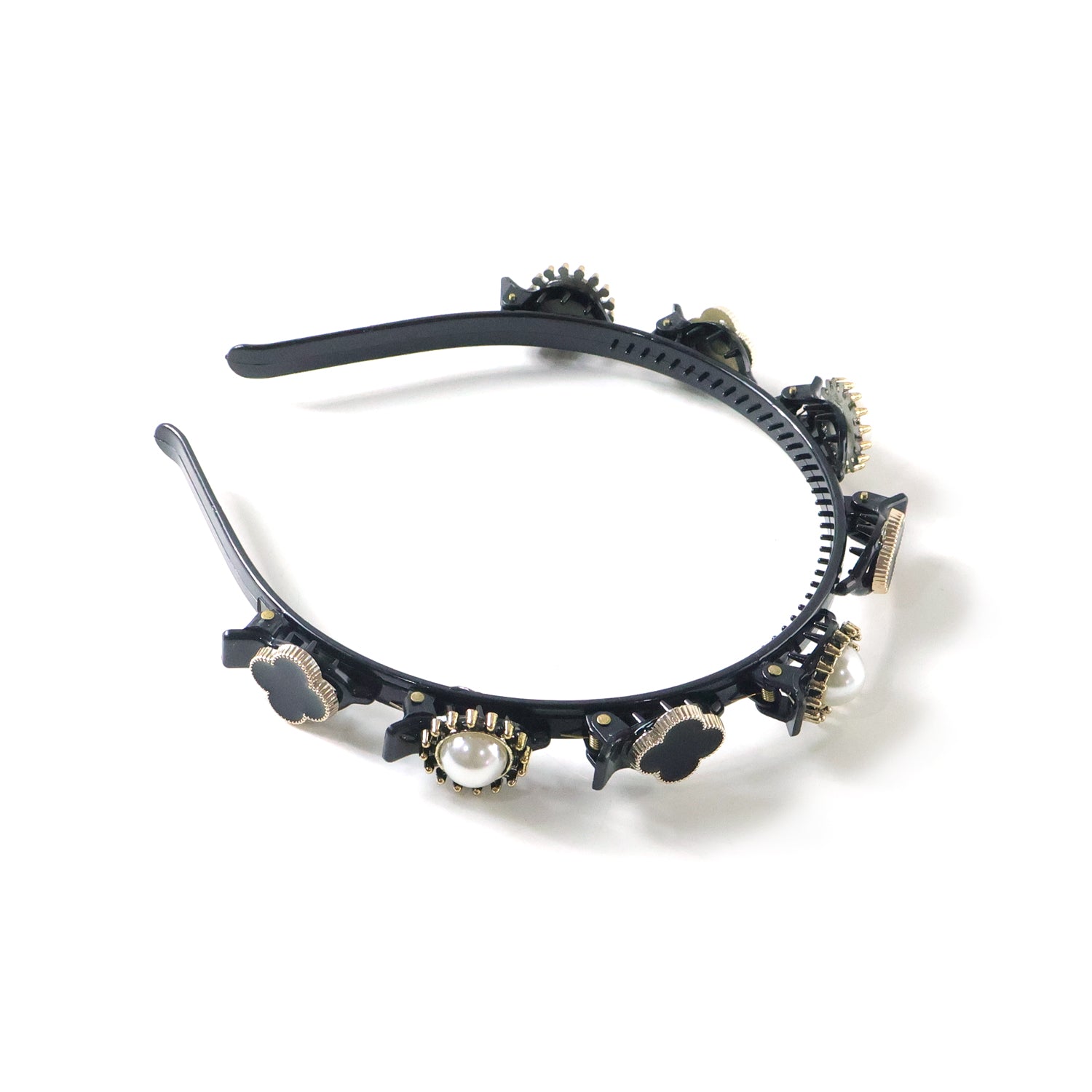 Premium Decorative Headband Stylish Black & Gold Finish Hair Band (1 Pc)