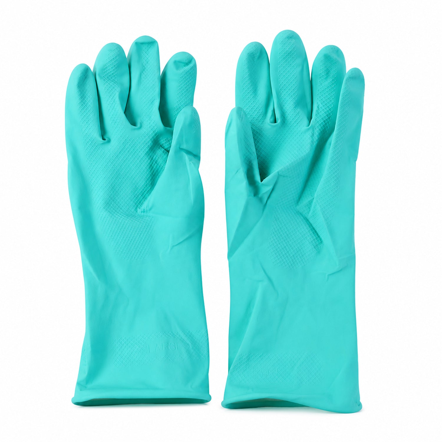 Close-up of green cleaning gloves