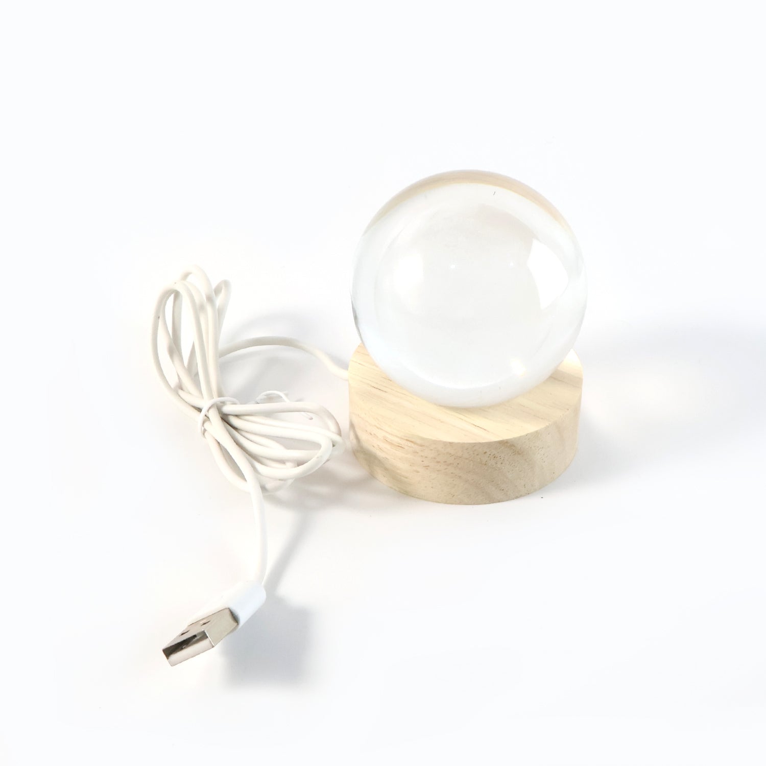 3D Crystal Ball Lamp glowing warmly in dark room