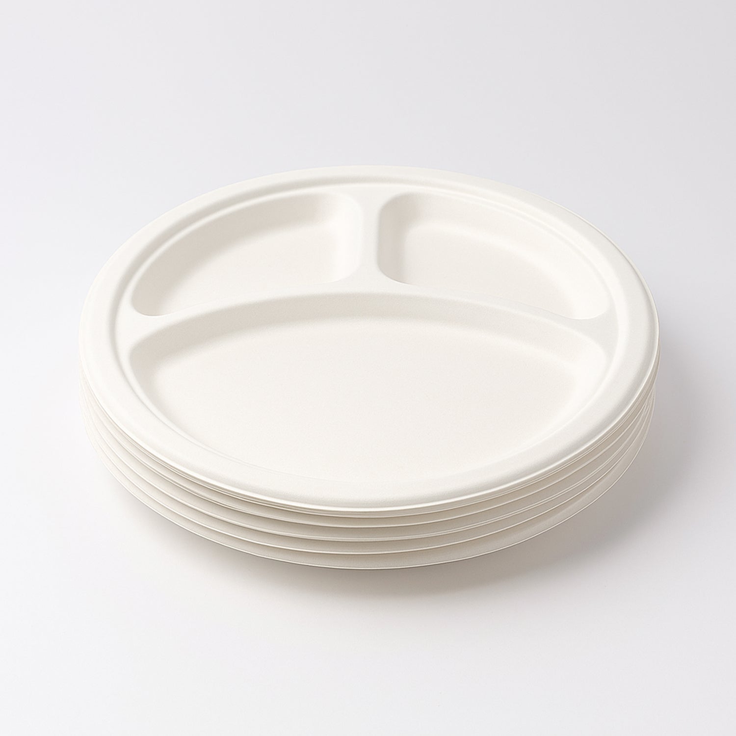 Freshee 10 Inch 3-Compartment Round Compostable Bagasse Plate (10 Pc)
