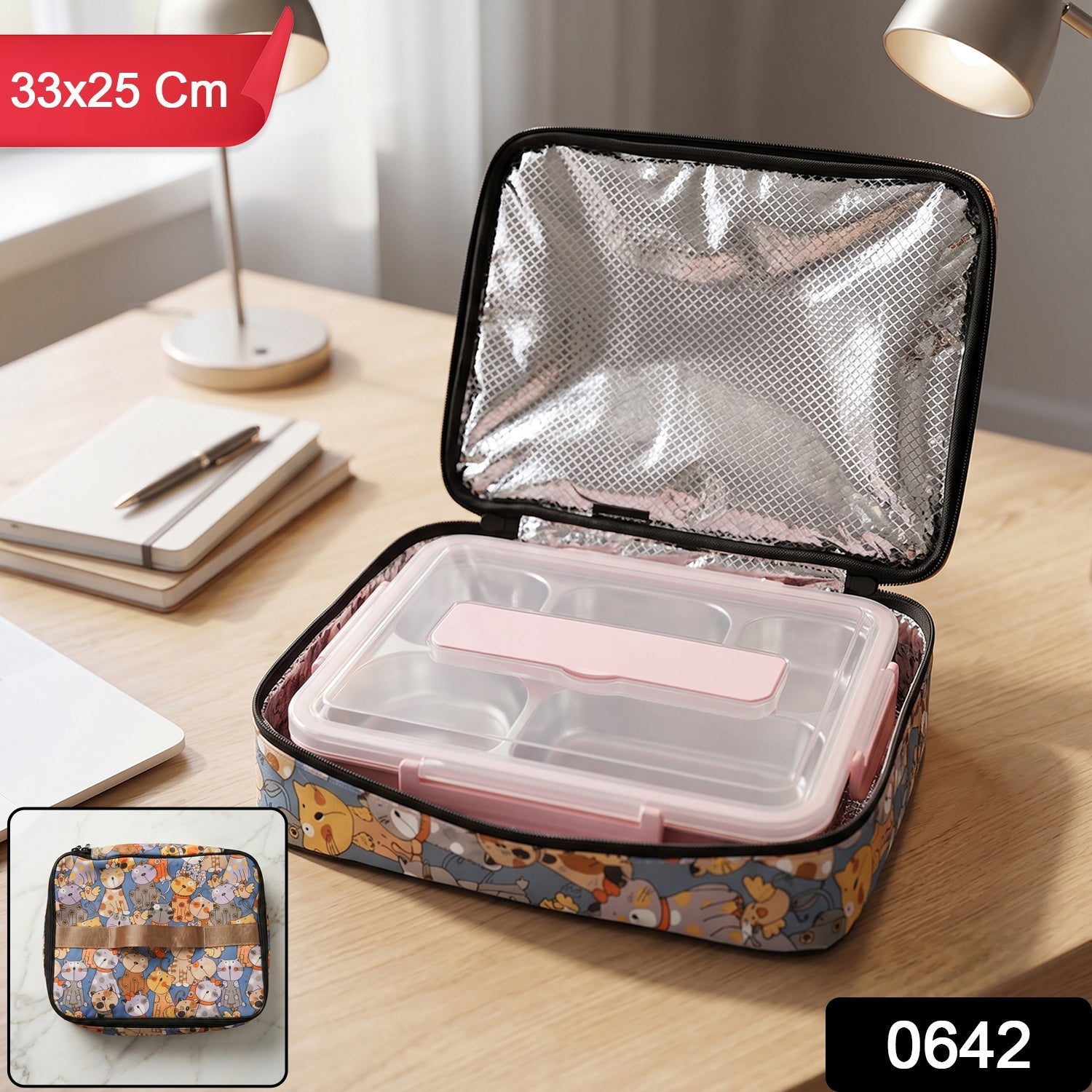 Travel organizer bag with contents displayed