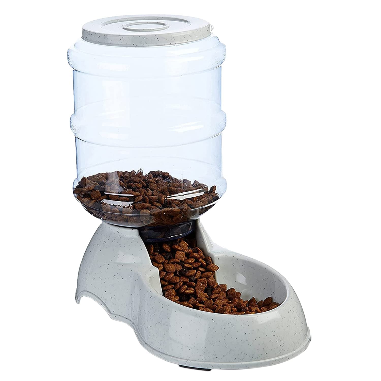 White automatic gravity feeder for pets â€“ keeps dry food fresh and always available