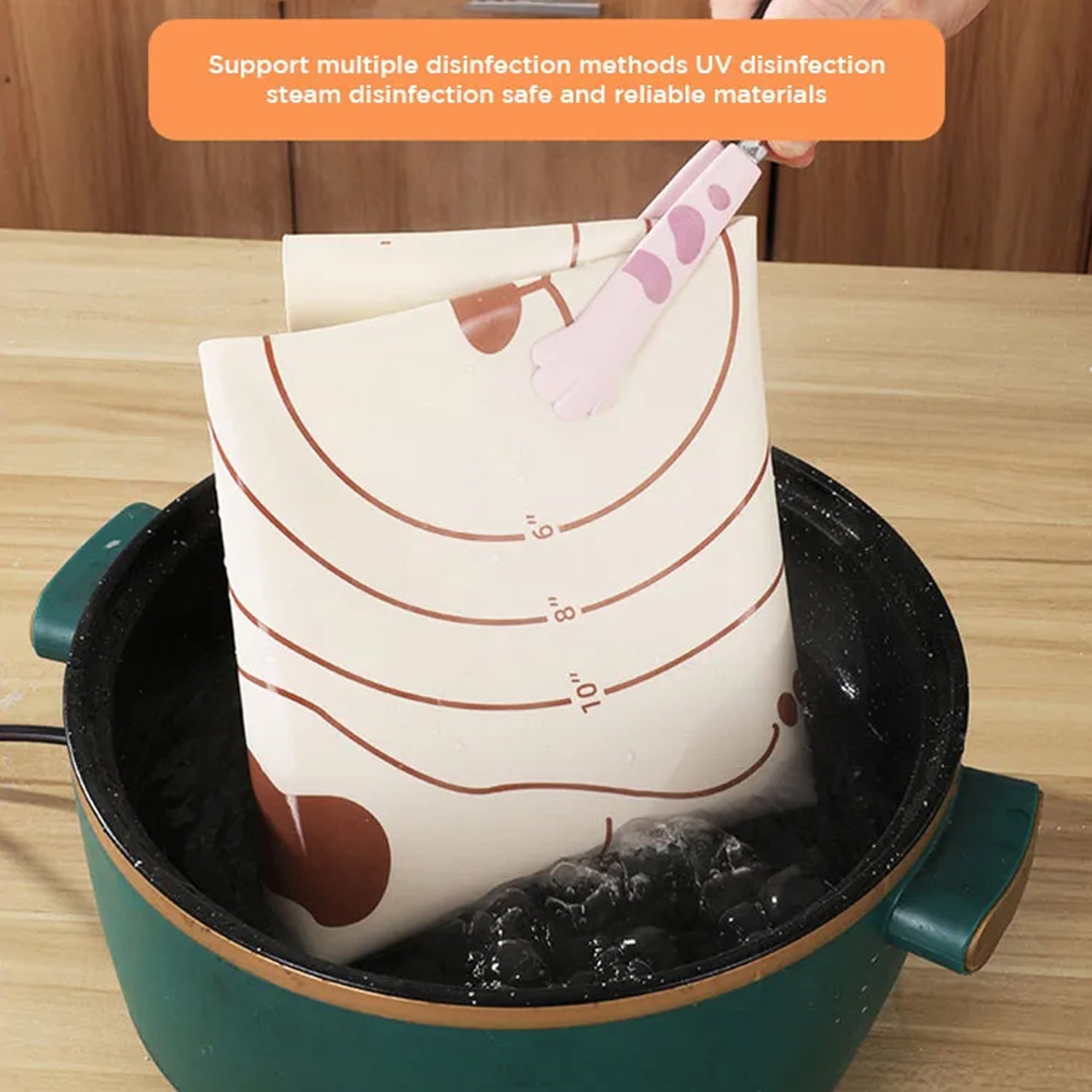 3 In 1 Silicone Baking Mat With Wooden Belan & Cake Scraper (3 Pcs Set / 50Ã—70 CM)