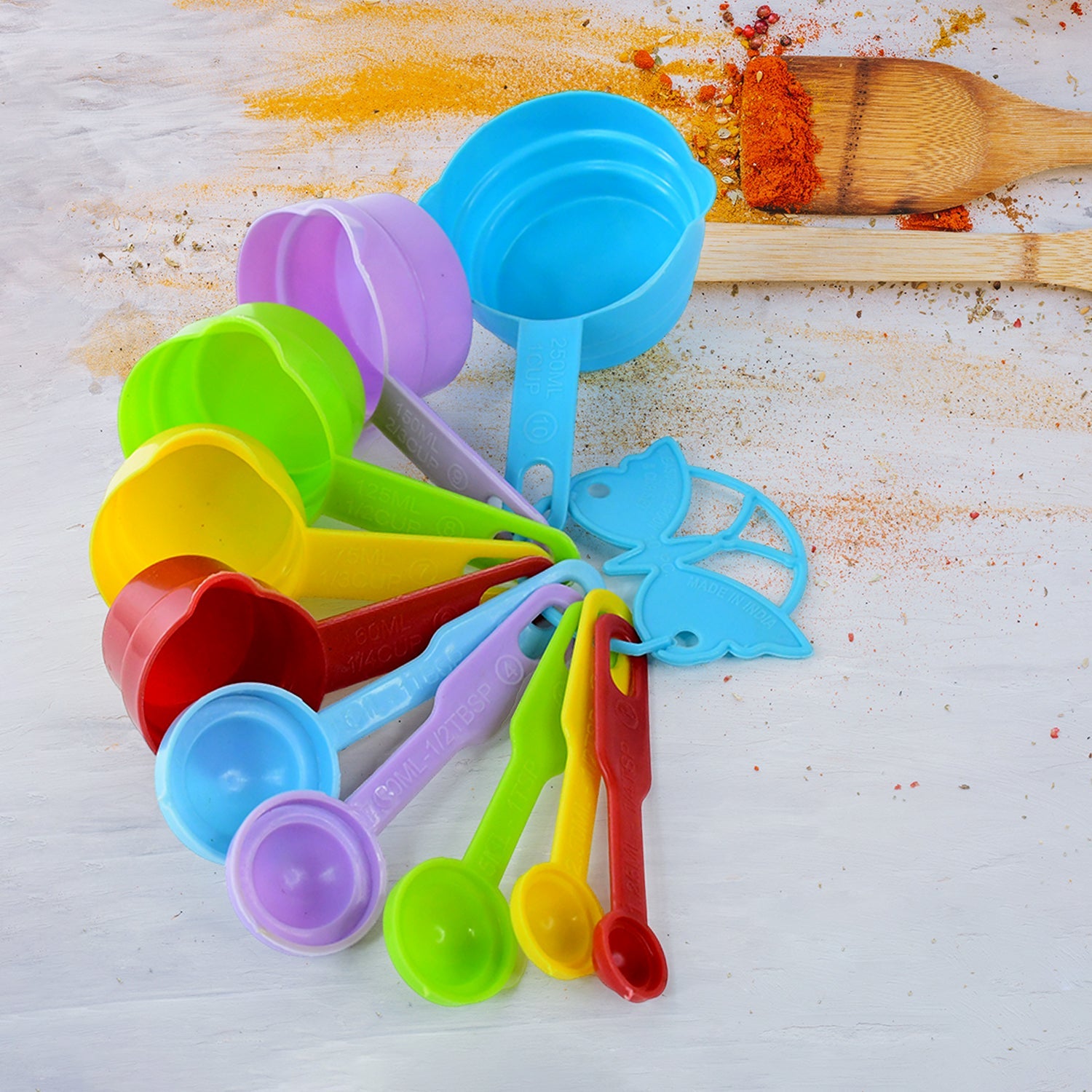 10Pcs Plastic Measuring Spoons and Cups Set for Home Kitchen Cooking.