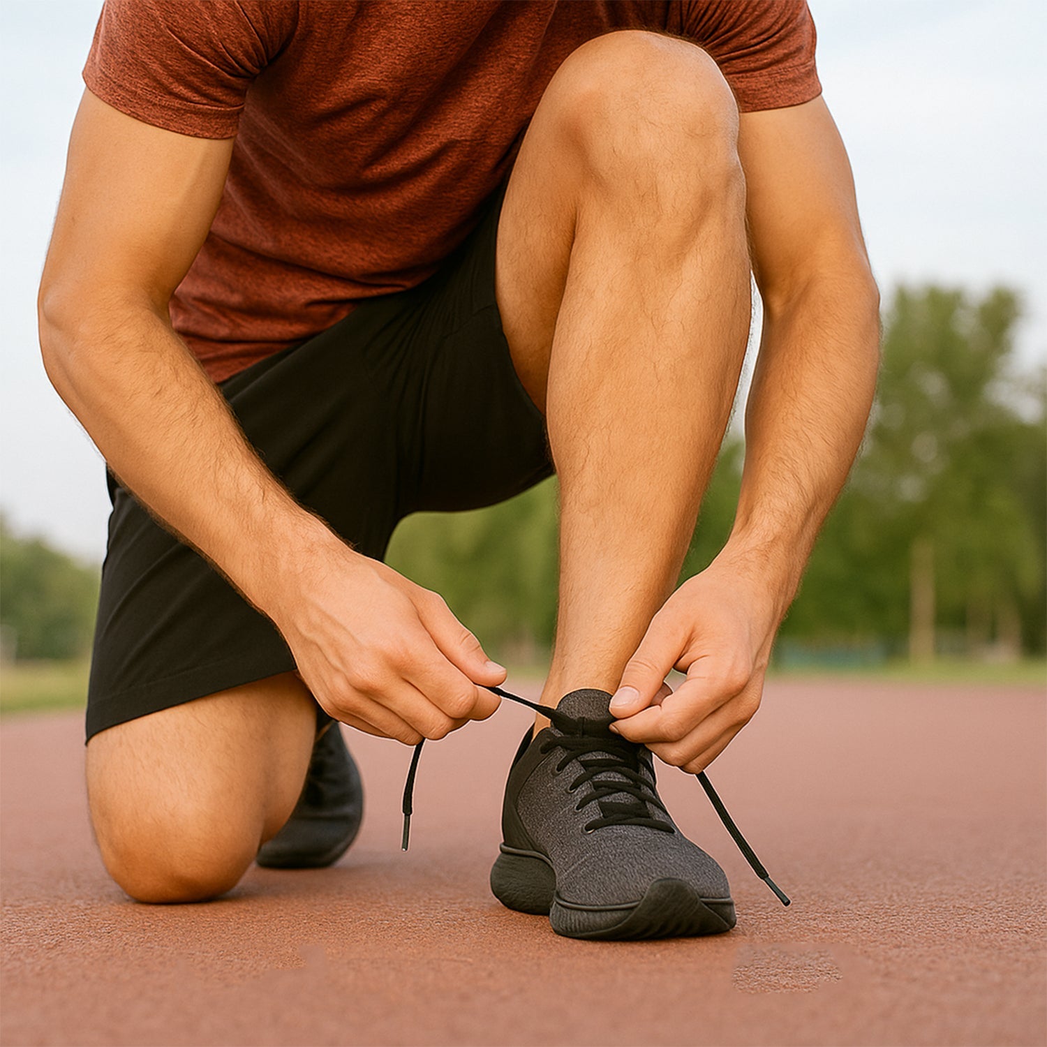 Athletic shoe with new polyester shoelaces