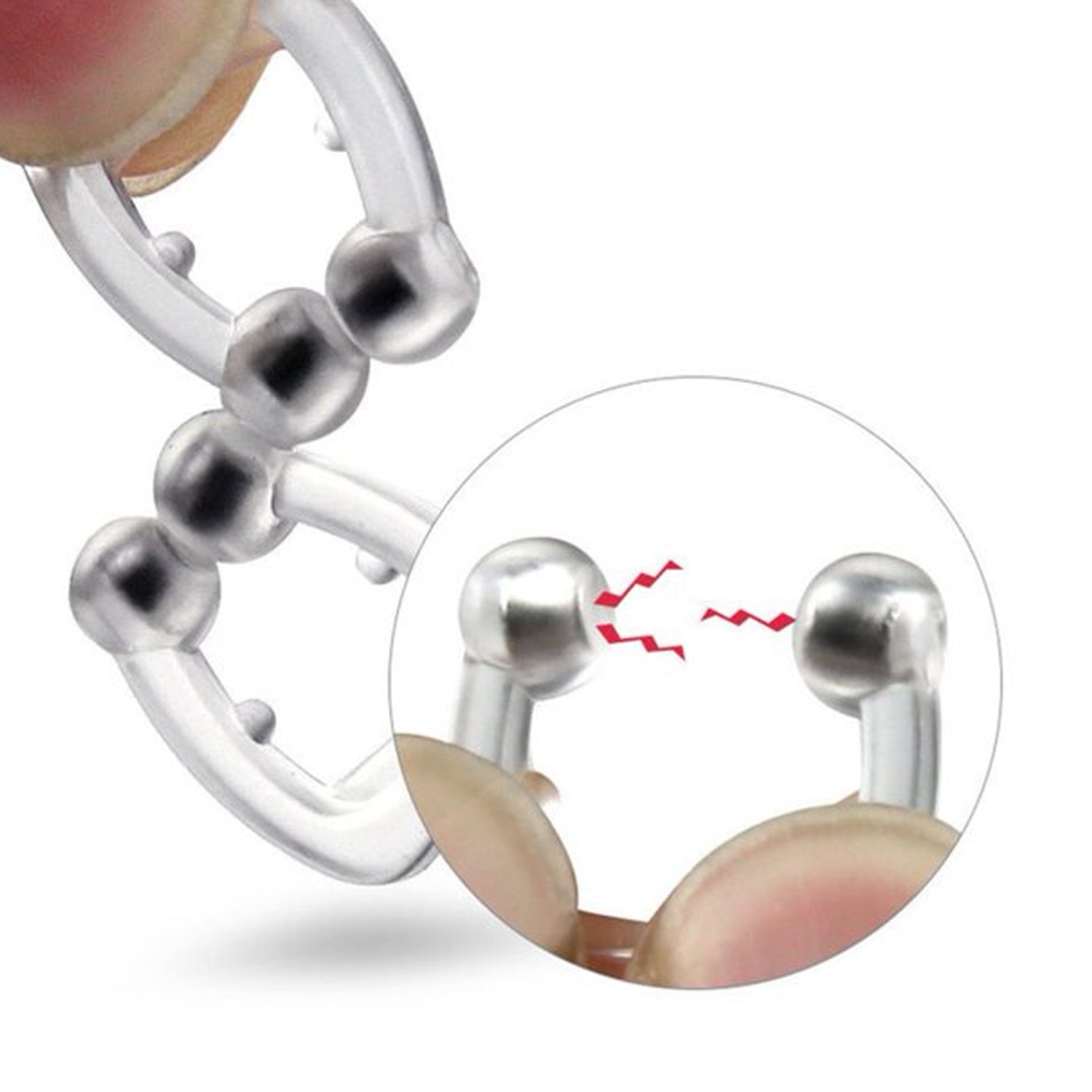 Anti snore nose clip components close-up