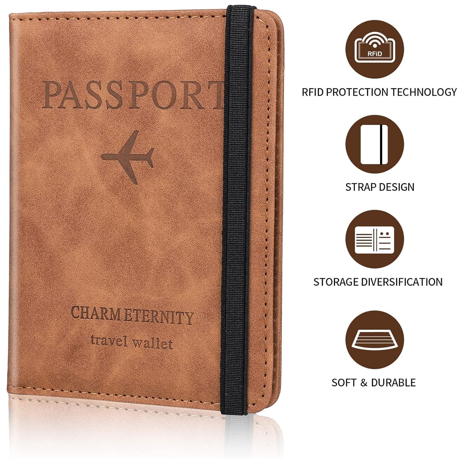 Passport Holder Cover PU Leather Travel Wallet case (1 Pc / 15Ã—11 Cm)