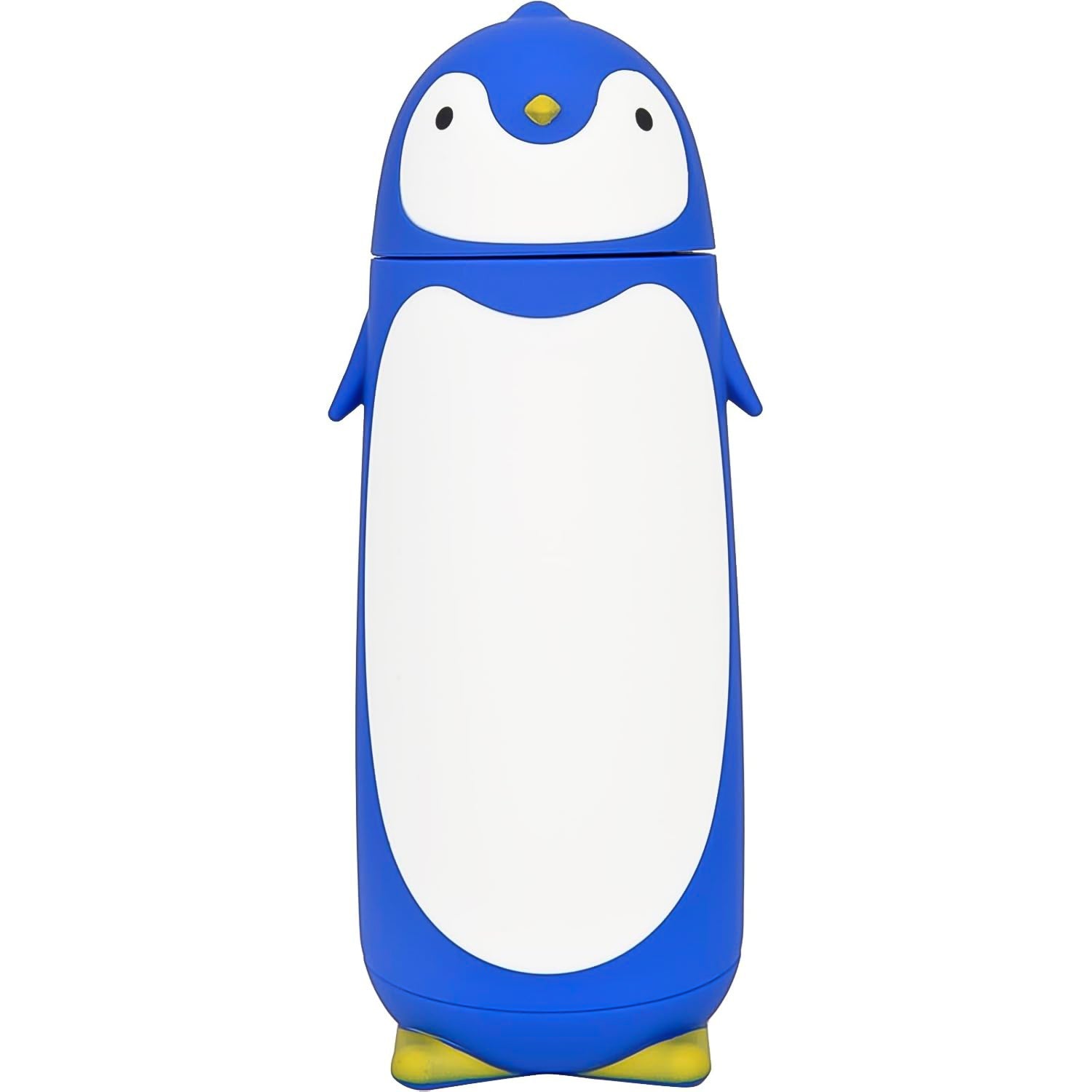 Hand holding a 280ml penguin water bottle, demonstrating portable size