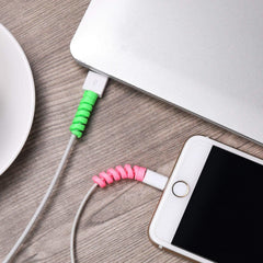 Pack of 10 spiral cable protectors made of flexible silicone