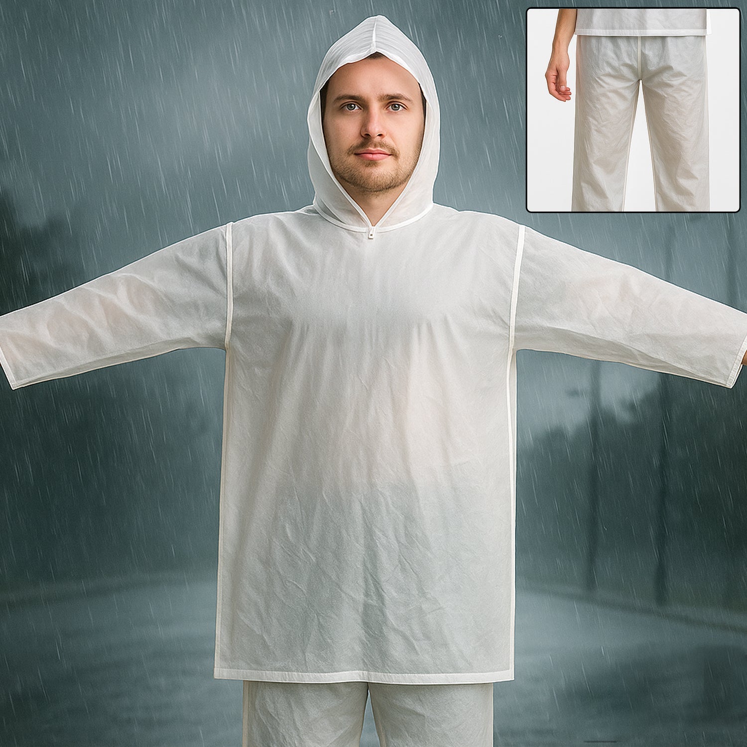 Full-Body Rain Suit â€“ Jacket & Pants Set Fashion Portable Adult Rain Coat (1pc)
