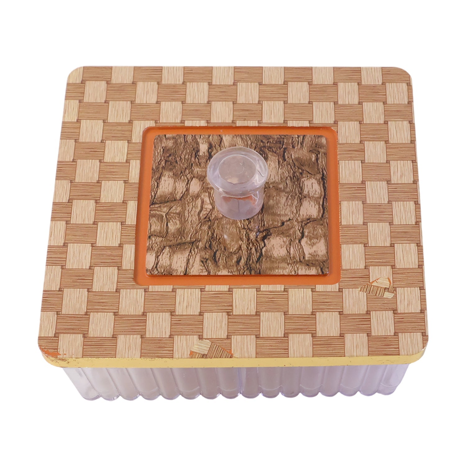 Close-up of airtight lid on dry fruit storage box